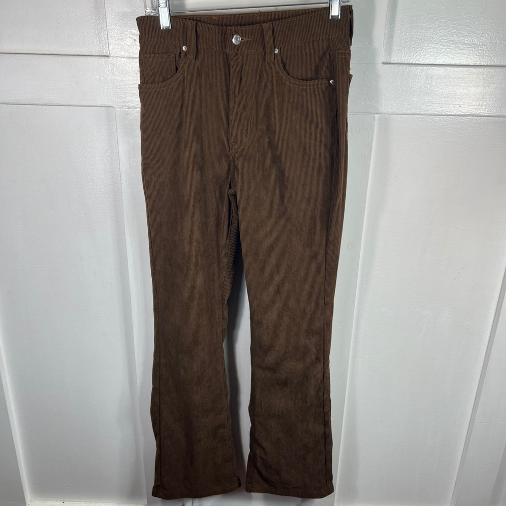 Gorpcore Brown Corduroy Straight Leg Pants Size 6 Beautiful Patch Retro Style